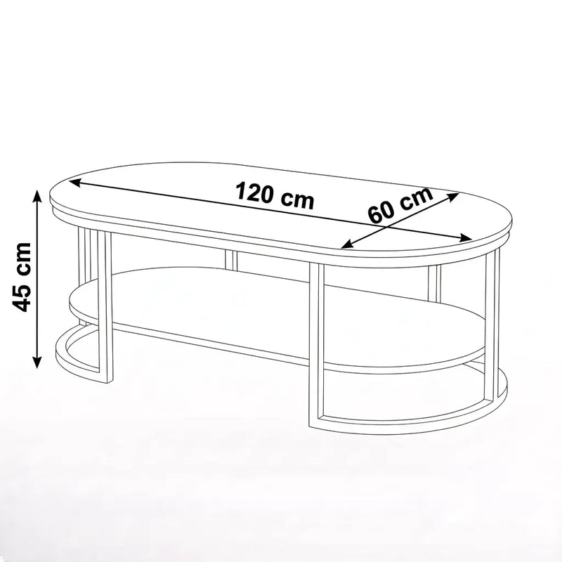 Klub sto Lewa zlatni - dimenzije 120x60x45 cm